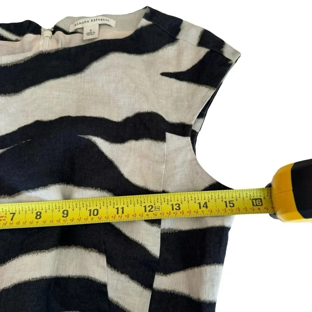 Banana Republic || Linen Safari Resort Zebra Print Dress Sz 4 - Picture 6 of 7